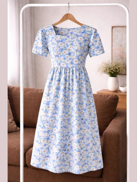 Light Blue Daisy Print Dress