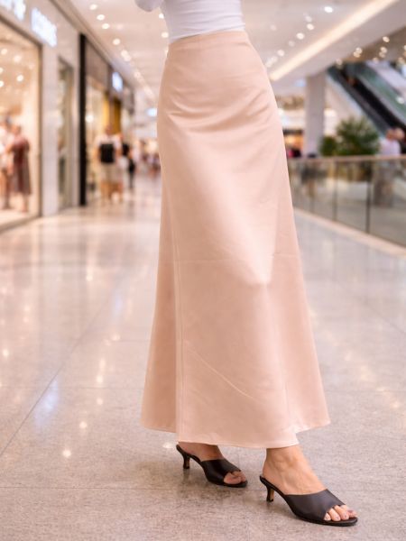 Line Flowy Skirt Korean Satin