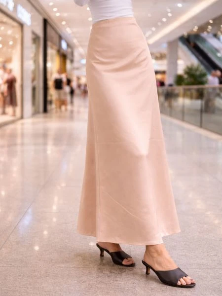 Flowy A Line Korean Satin Skirt