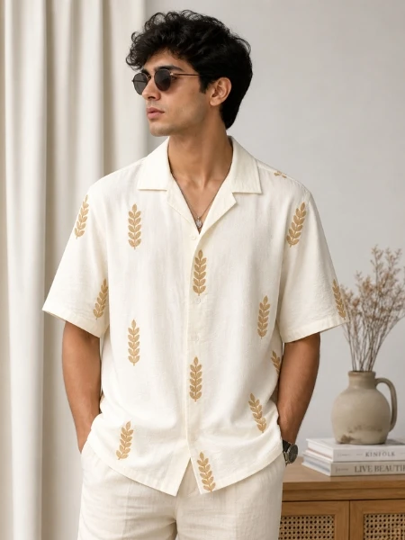 Ivory Bloom Cuban Shirt