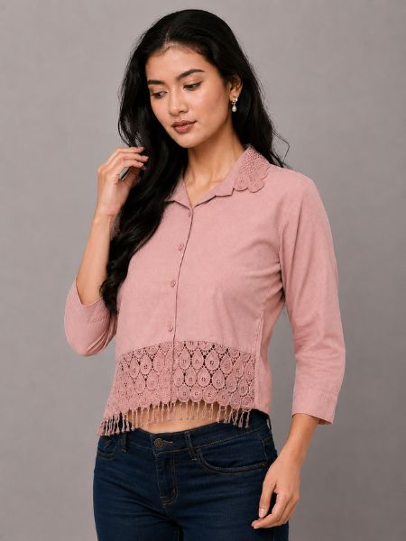 Blush Lace Panel Blouse